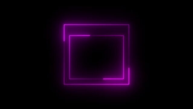 Neon glowing pink window computing icon animation in black background