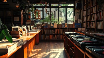 Concept of vinyl and listening bar, communication and  musical experiences,  retro music, music socializing and audiophile community. 