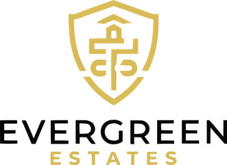 Free vector modern emblem logo design for real estate.