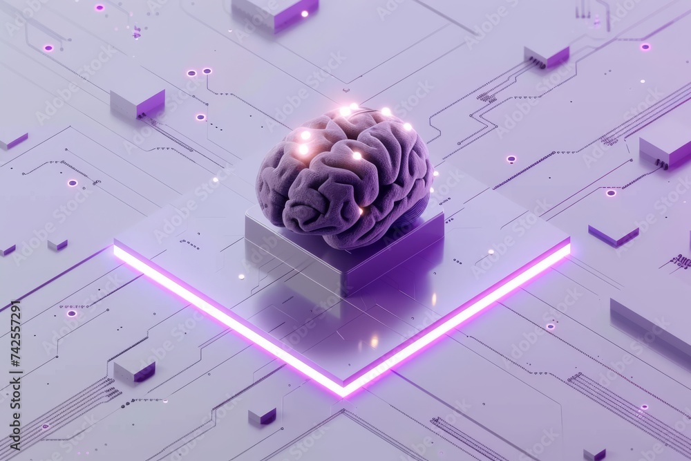 Aufkleber ai brain chip cognitive. artificial intelligence power mind growth factors axon. semiconductor neuro