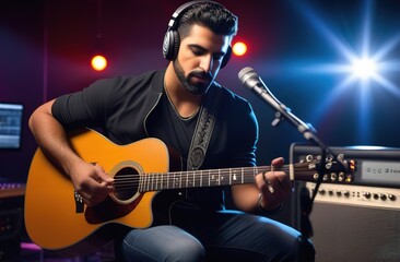 Obraz premium rock musician playing guitar