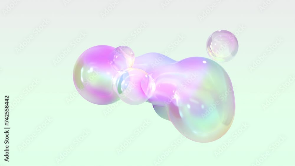 Poster morphing liquid blobs in a metaball animation. background of 3d abstract colorful metaballs. in ultr