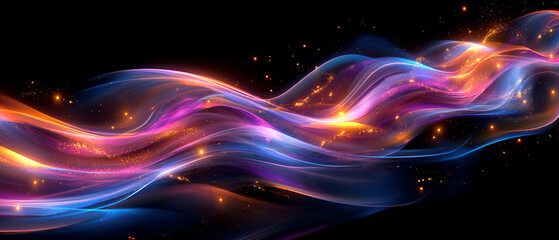 Ethereal waves of light weave through the cosmos, a ballet of color in the vast darkness