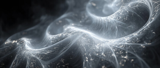 Ethereal filaments weave a gossamer fabric of light, enshrouding the darkness in mystery