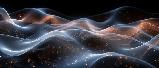 Gentle waves of luminescence ripple through the fabric of space, dotted with constellations of light