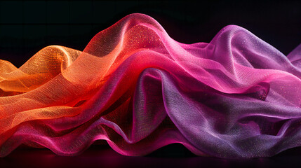 Futuristic wave design with modern, flowing curves in vibrant colors, illustrating dynamic motion and digital energy