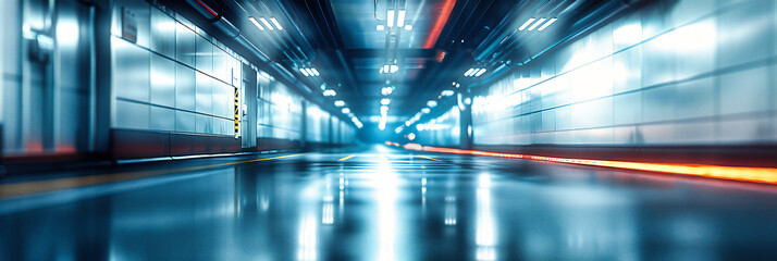 Futuristic tunnel with motion blur, conveying speed and modern transportation through innovative...