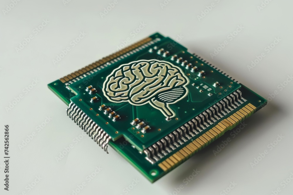 Aufkleber ai brain chip security. artificial intelligence mental human neurotensin mind circuit board. neurona