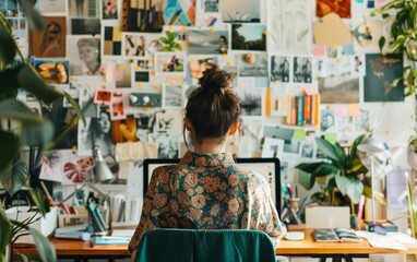 A vision board filled with images and phrases symbolizing business goals inspirations and milestones