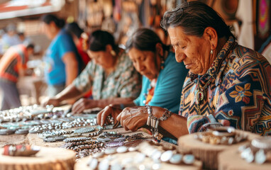 A vibrant pueblo filled with craftsmen creating intricate silver jewelry