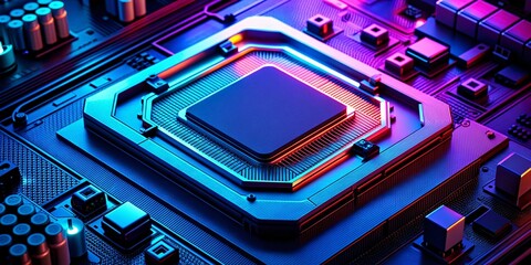 Circuit board close-up. Technology background. 3d illustration