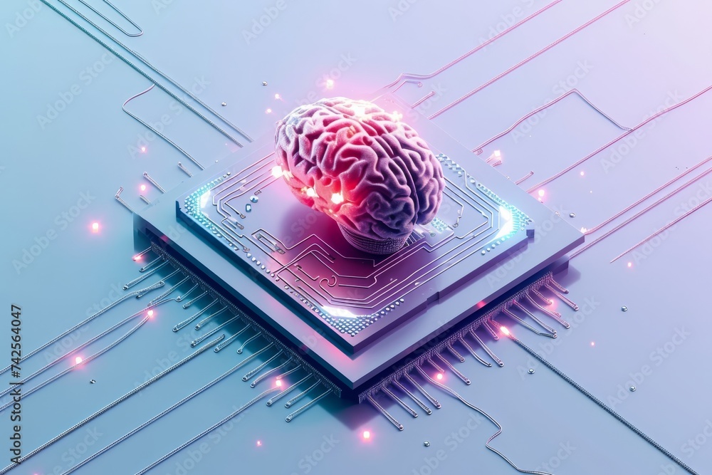 Aufkleber ai brain chip cmp. artificial intelligence behavioral mind neurotransmitter release sites axon. semi