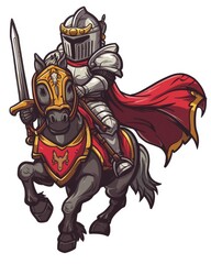Create a brave knight riding a noble horse on a heroic quest