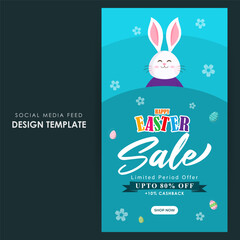Vector illustration of Happy Easter Sale social media feed template