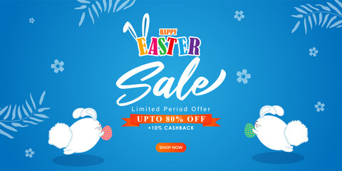 Vector illustration of Happy Easter Sale social media feed template