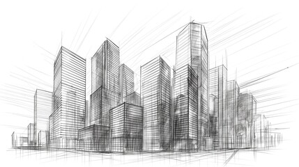 Sketch of the exterior of the skyscrapers
