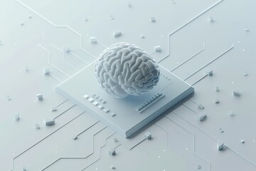 AI Brain Chip service. Artificial Intelligence biomarkers human sorting algorithm mind circuit board. Neuronal network cmy laser smart computer processor neurotrophins - obrazy, fototapety, plakaty