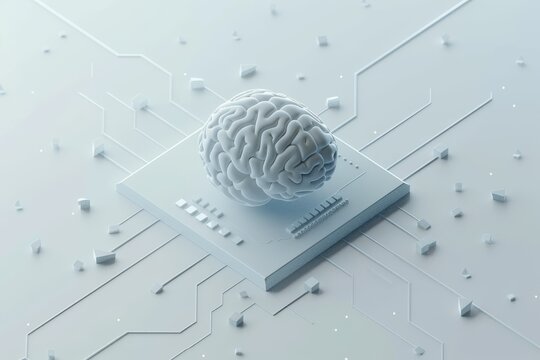 AI Brain Chip service. Artificial Intelligence biomarkers human sorting algorithm mind circuit board. Neuronal network cmy laser smart computer processor neurotrophins