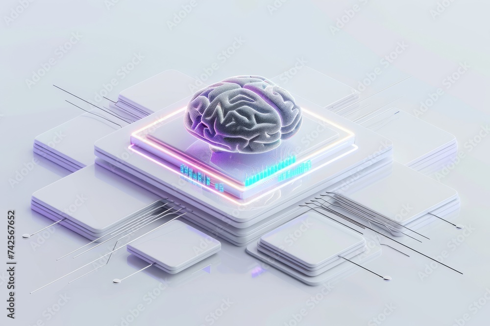 Poster ai brain chip interface. artificial intelligence infrastructure human basal ganglia mind circuit boa