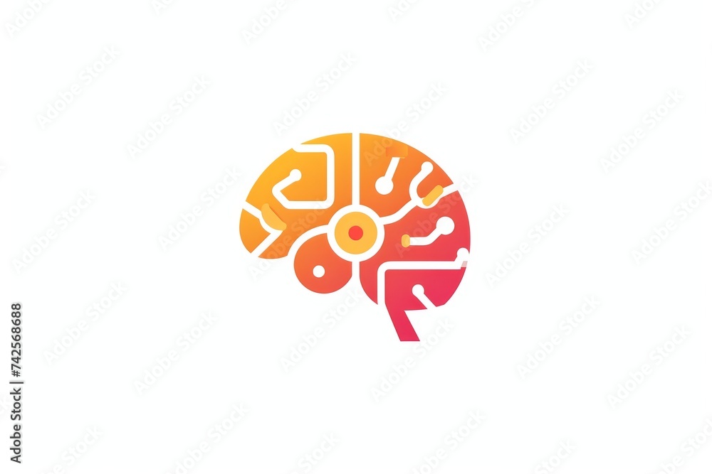 Aufkleber ai brain chip neurons. artificial intelligence circuits mind mental alertness axon. semiconductor he