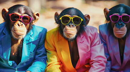 A group of anthropomorphized monkeys
