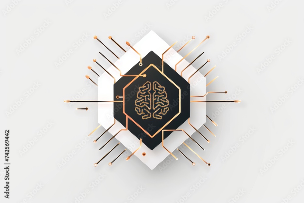 Aufkleber ai brain chip nanomanipulators. artificial intelligence small mind digital resilience axon. semicond
