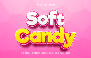 Editable text effect sweet candy, cartoon text style