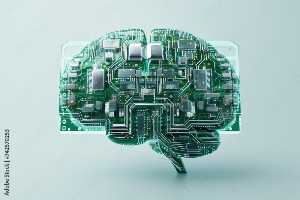 Aufkleber ai brain chip system. artificial intelligence neurotransmitter mind crystallized intelligence axon. 