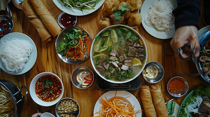 Assorted vietnamese dishes