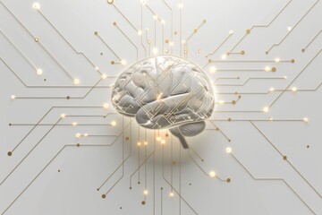 AI Brain Chip neon. Artificial Intelligence cluster human gaba mind circuit board. Neuronal network smart grids smart computer processor digital payments