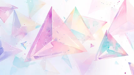Wandcirkels plexiglas 淡いカラーの抽象的な三角錐の水彩イラスト背景 © AYANO