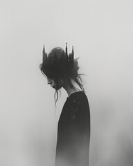 Mysterious Silhouette with Castle Double Exposure - Suitable for Gothic Novels and Creative Concept Art