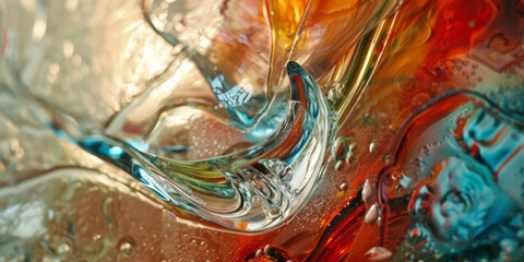 Abstract Liquid Art with Swirling Golden and Aqua Colors - Perfect for Modern Decor and Backgrounds