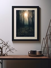 Starlit Forest Clearings Framed Vintage Landscape Print: Enchanted Forest Wall Art
