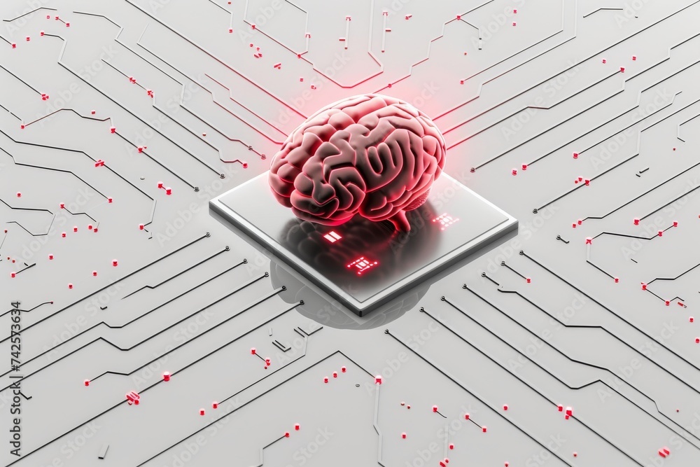 Poster ai brain chip resilience. artificial intelligence it remote patient monitoring. semiconductor cerebr
