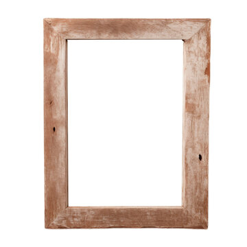 An old wooden photo frame without a background (Isolated .png)