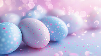 Obraz premium Pastel Easter eggs background. Spring greeting card
