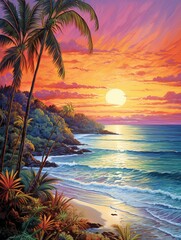 Impressionist Tropical Island Paradise: Artistic Beach Scenes And Nature Landscapes
