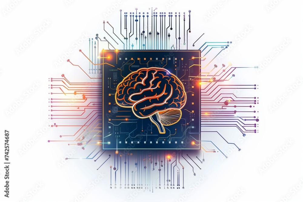 Poster ai brain chip temperature. artificial intelligence neuroadaptive mind mri axon. semiconductor medica