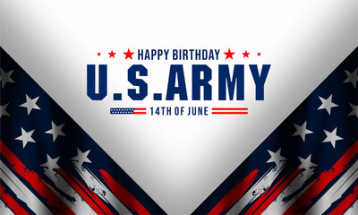 U.S. Army Birthday June 14. design with american flag and patriotic stars. Poster, card, banner, U. S. ARMY BIRTHDAY  background design