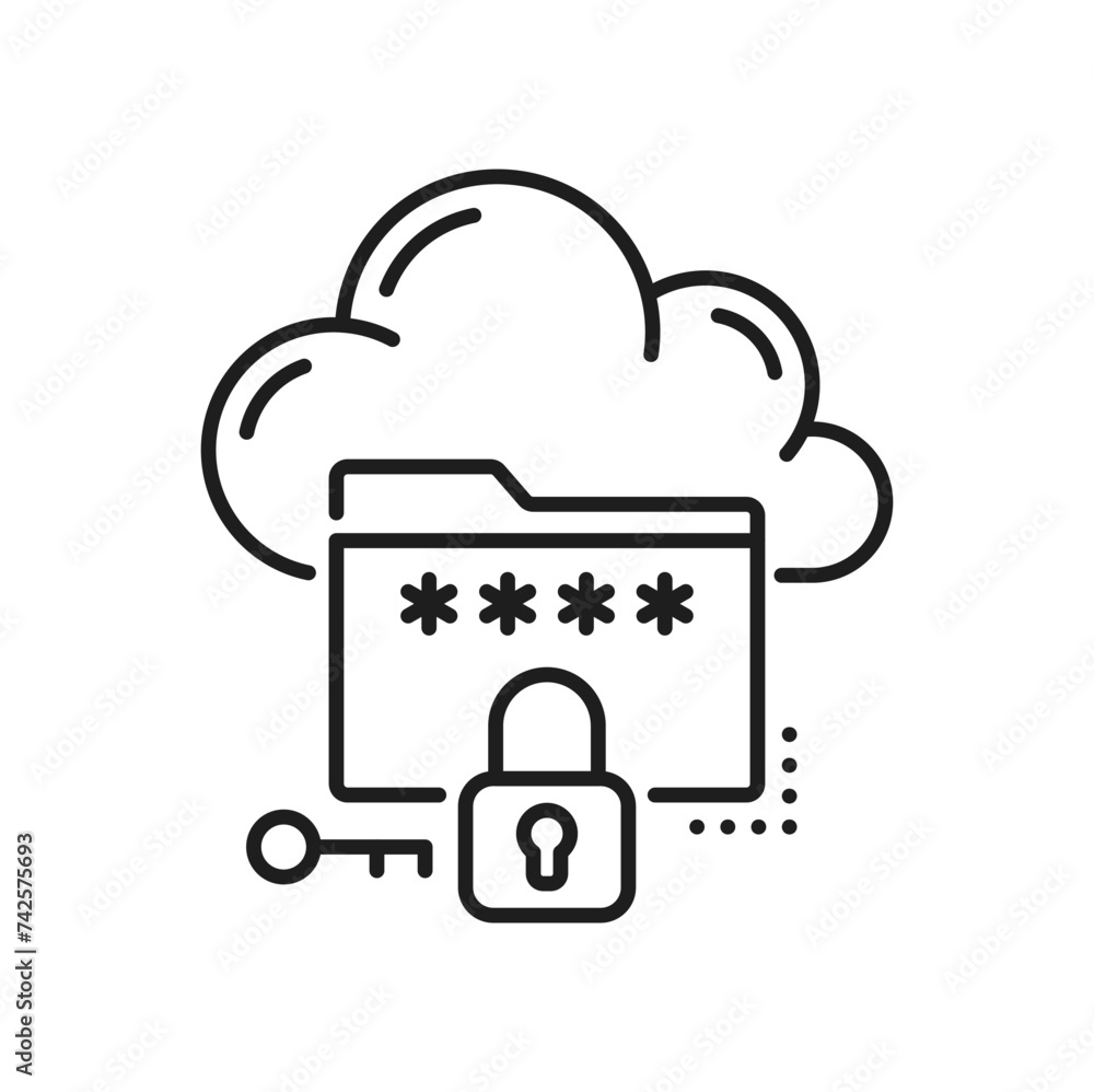 Poster cloud storage, database and network server icon. hosting platform, file transfer storage or data bac