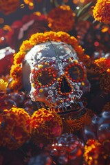 Flowered Calavera: Essence of Dia de los Muertos
