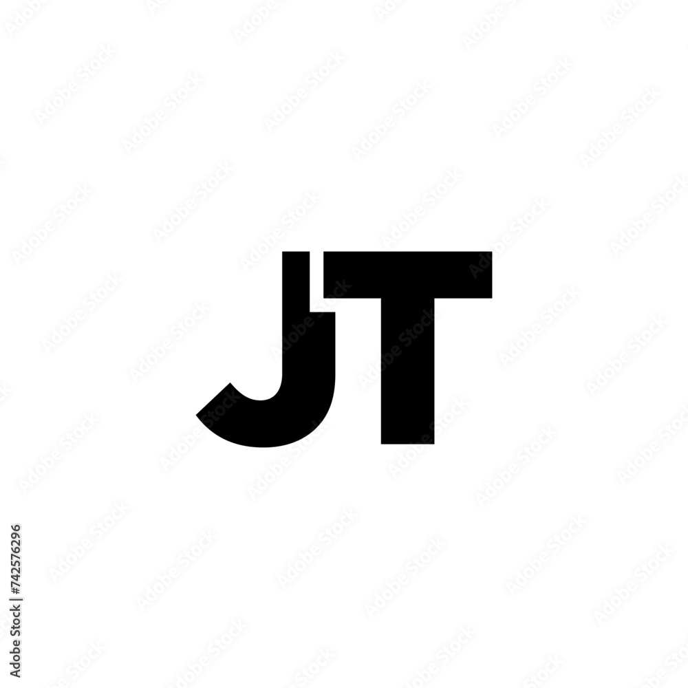 Poster letter j and t, jt logo design template. minimal monogram initial based logotype.