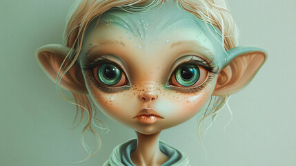 Cute cartoon alien girl