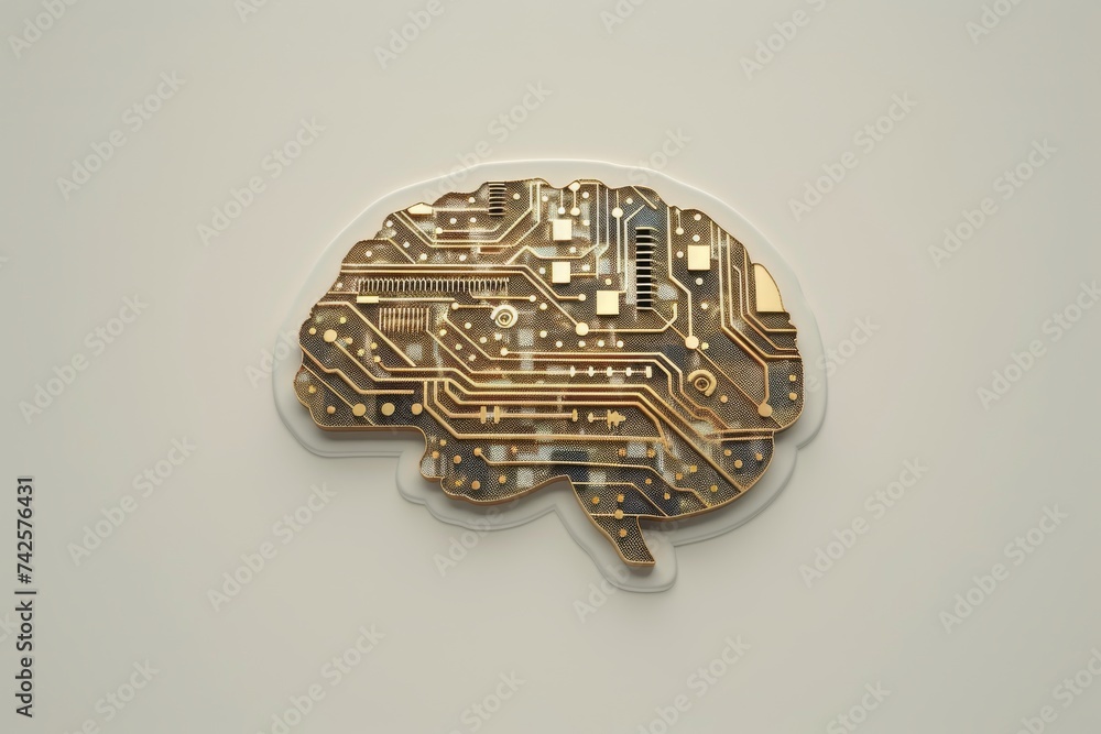 Poster ai brain chip neurotransmitter. artificial intelligence judgment human healthtech regulation mind ci