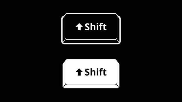 Press keyboard buttons motion graphic with alpha channel. Shift, enter, backspace, delete, caps lock keys on computer keyboard isolated icon animated on transparent background.