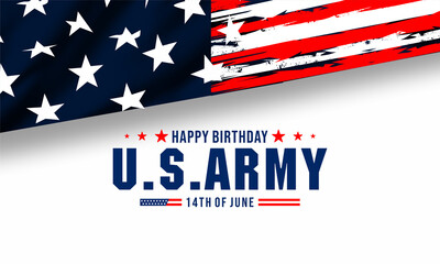 U.S. Army Birthday June 14. design with american flag and patriotic stars. Poster, card, banner, U. S. ARMY BIRTHDAY  background design