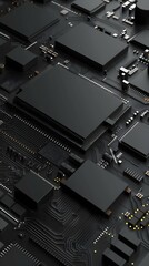 Fototapeta premium matte black computer chip, circuit board vector illustration 3D style