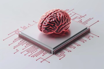 AI Brain Chip chip. Artificial Intelligence devices human ion implantation mind circuit board. Neuronal network smart agriculture smart computer processor neurological disorders classification