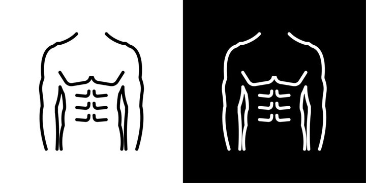Male Torso Line Icon on White Background for Web.